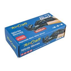 Nitrile Glove L/duty Medium Black 100pc T/box